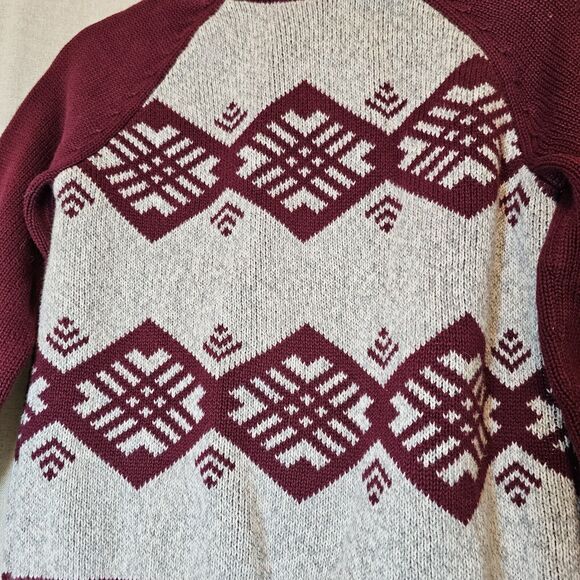 Tea Collection Full Zip High Collar Sweater Boy's Size 6/7 in Maroon and Gray - Picture 7 of 12